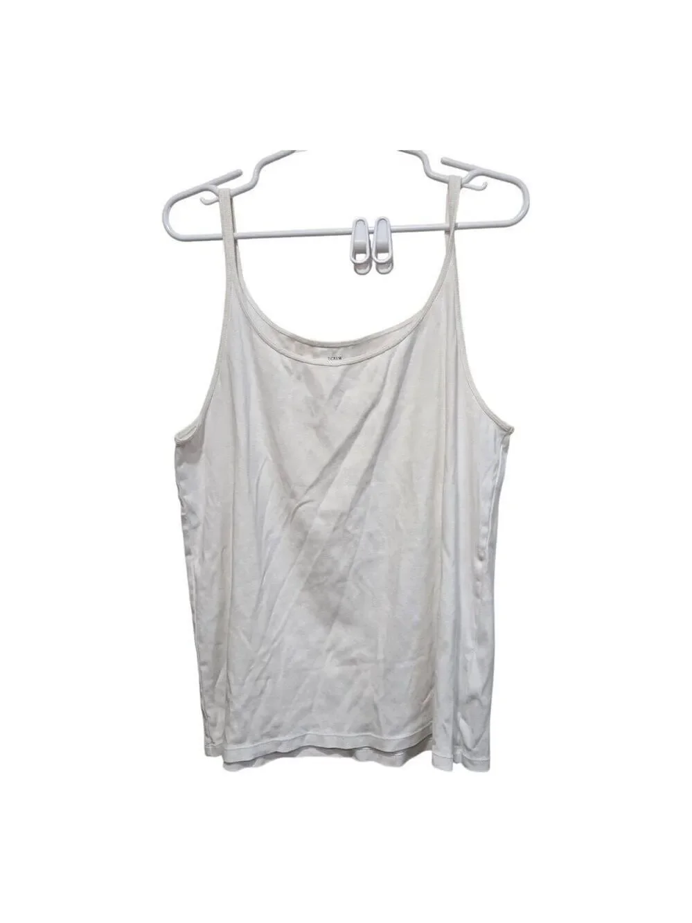 J Crew White Ribbed Tank Top 2X Cotton Scoop Neck Basic